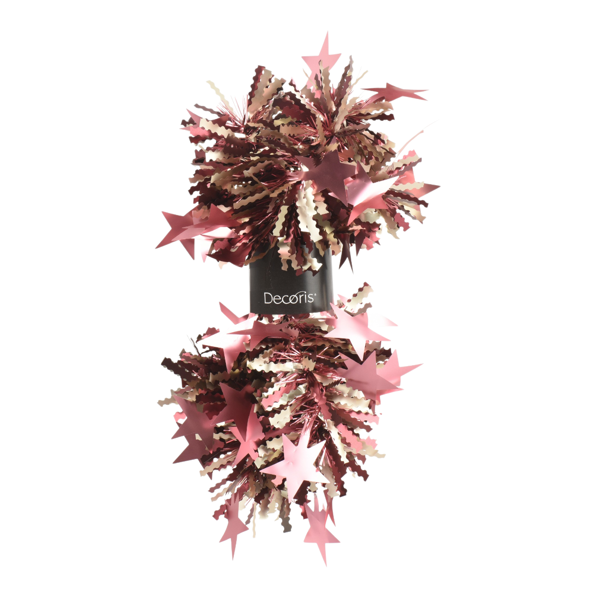 Pink Matte Tinsel Garland With Star Decorations