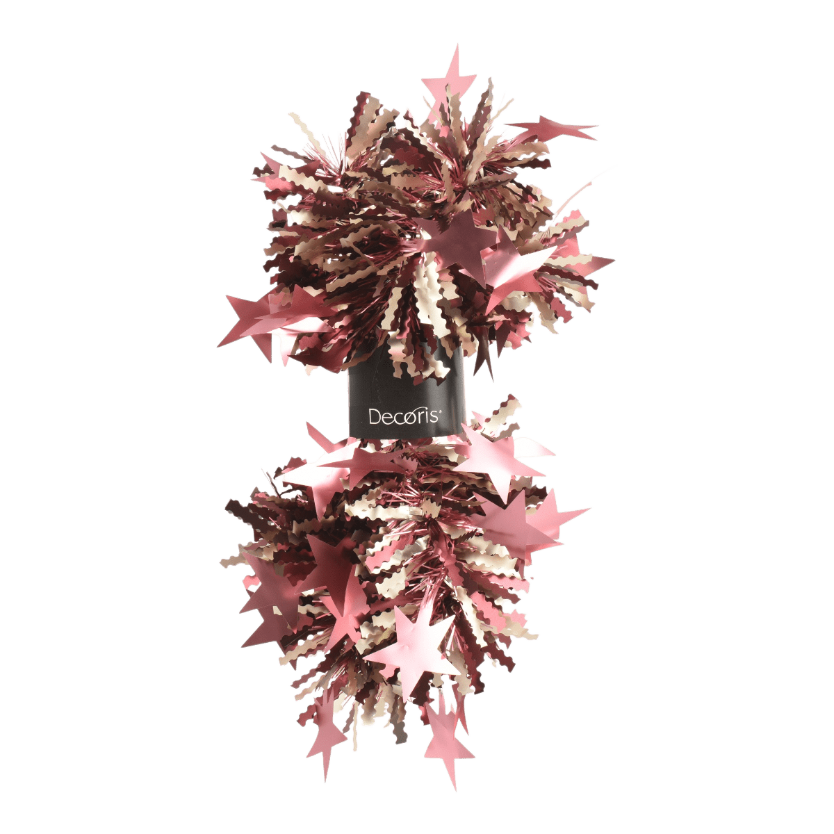 Pink Matte Tinsel Garland With Star Decorations - XMAS RIBBON TINSEL - Beattys of Loughrea