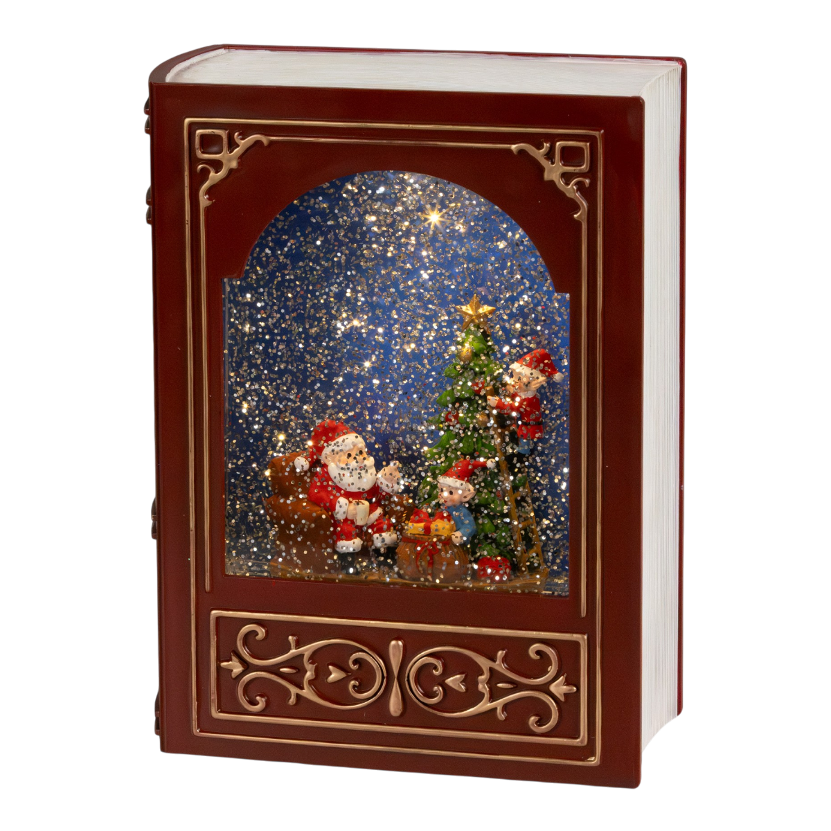 LED Water Spinner Christmas Book Decoration With Music 23.5cm - XMAS BRANCHES/ TABLE DISPLAYS - Beattys of Loughrea
