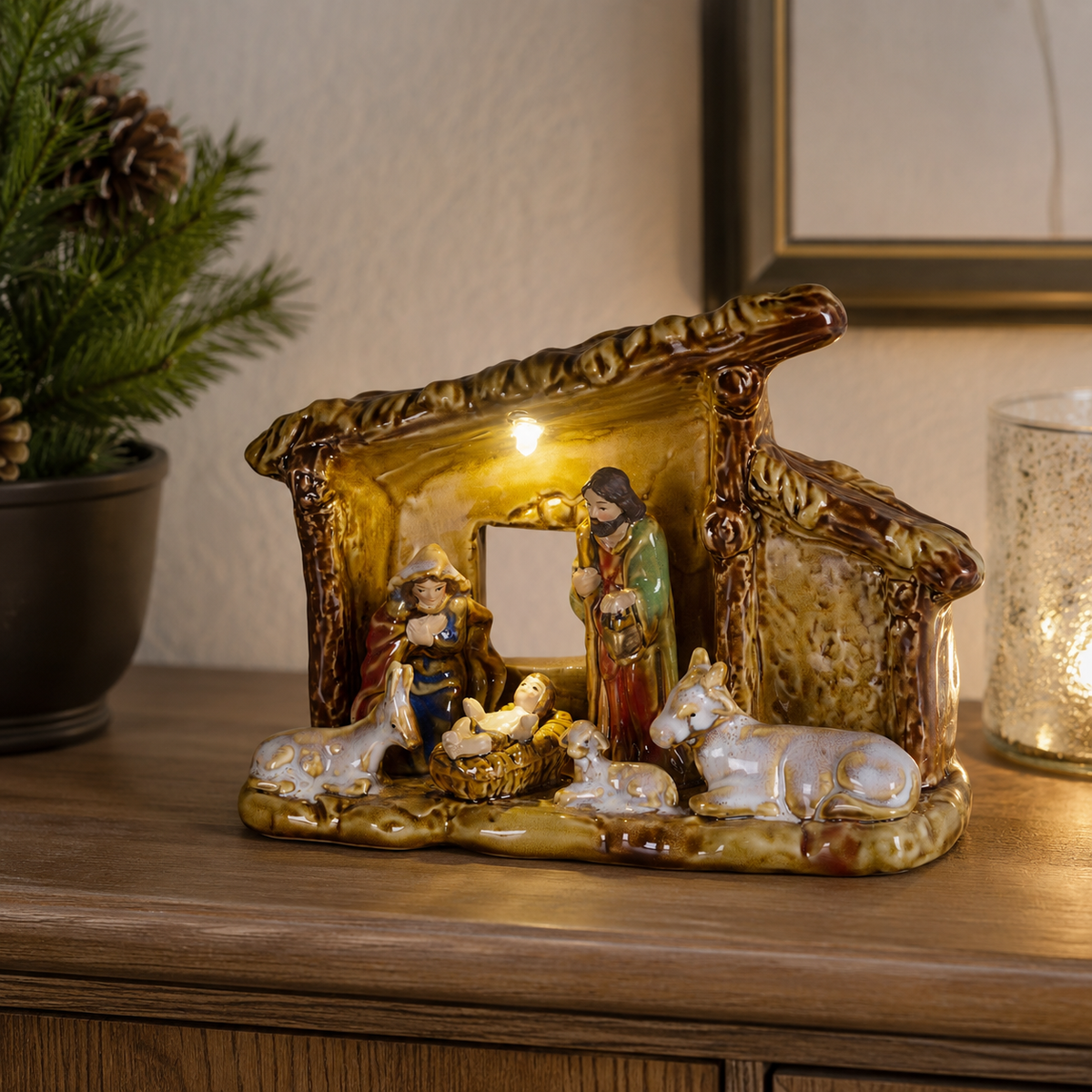 LED Porcelain Nativity Scene 15.7cm