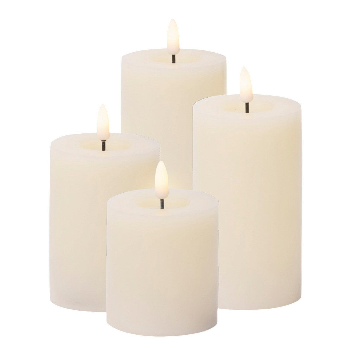 4er-Set LED-Kerzen mit realistischer Flamme, Creme