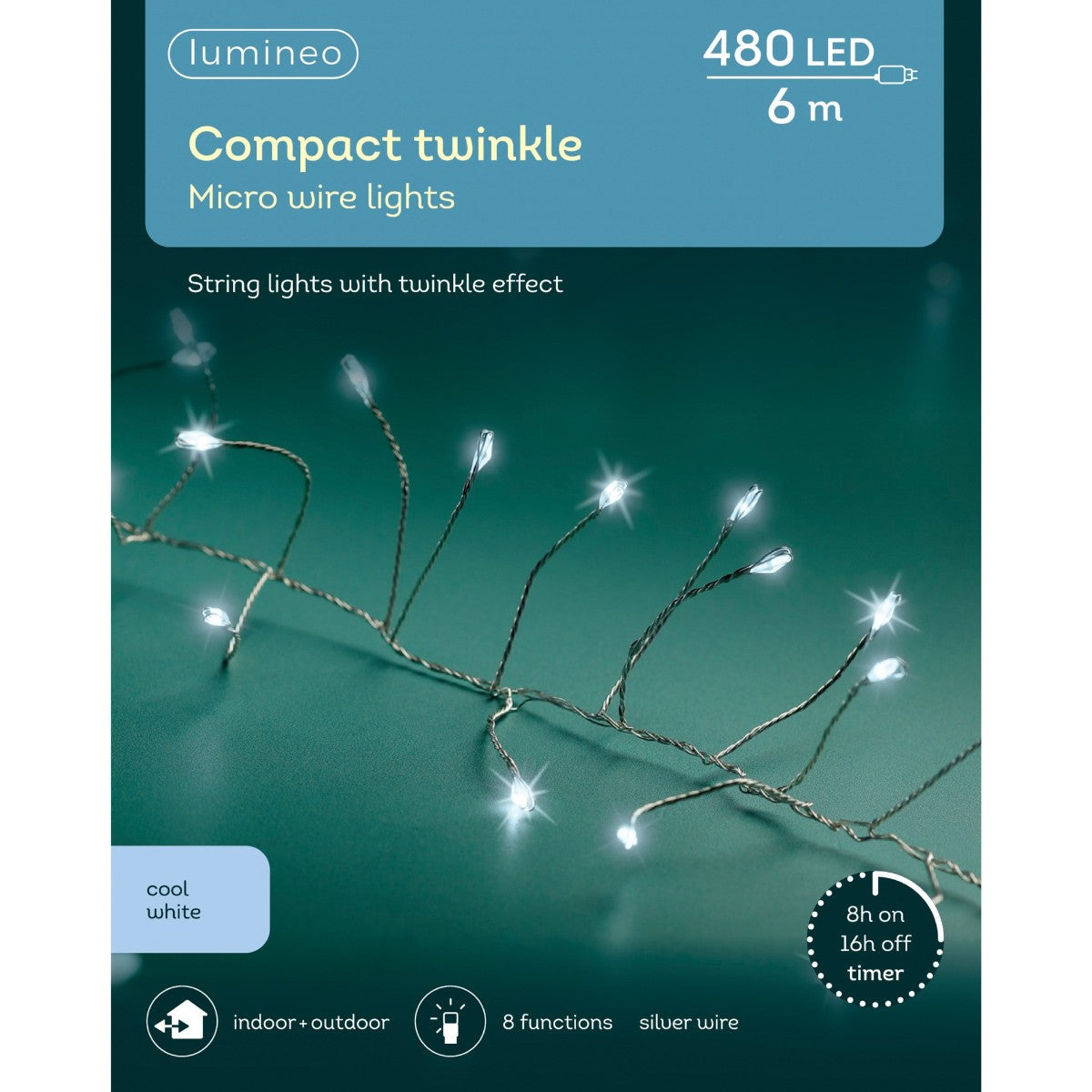 480 LED Kompakt Micro Lichterkette Funkeln Kaltweiß 6m