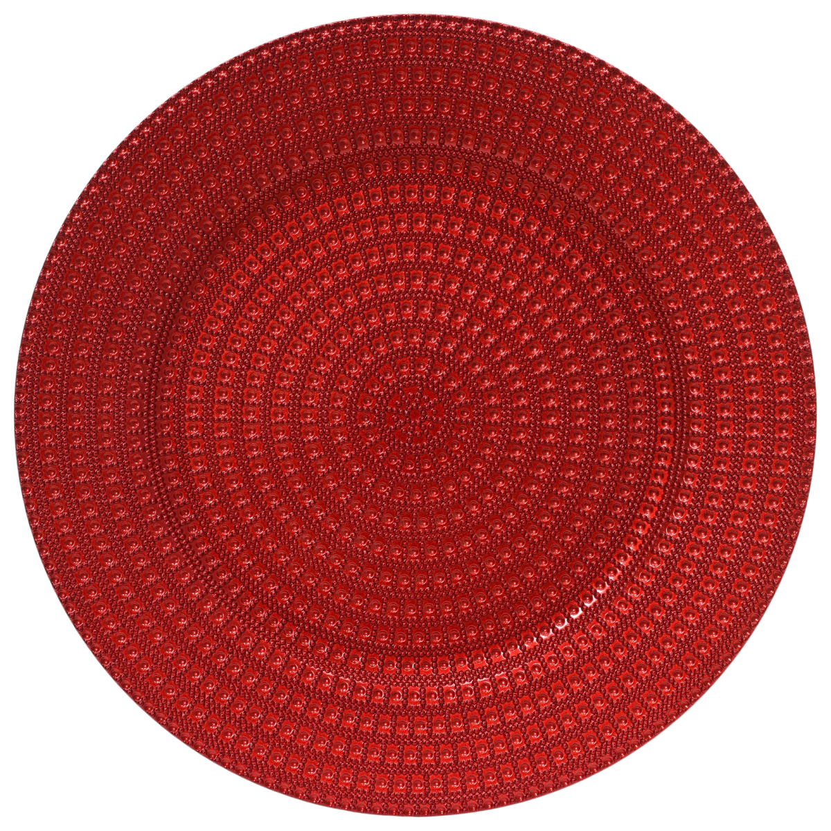 Assiette Décorative Ronde Rouge Avec Relief À Pois 33cm