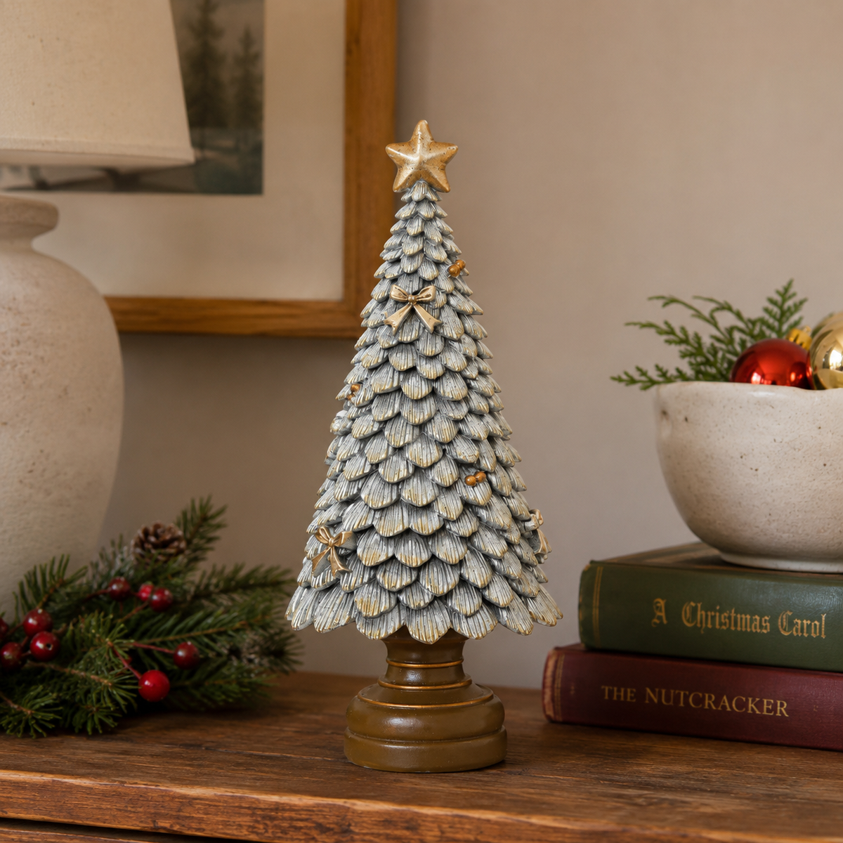 Silver Glitter Christmas Tree Decoration 23cm