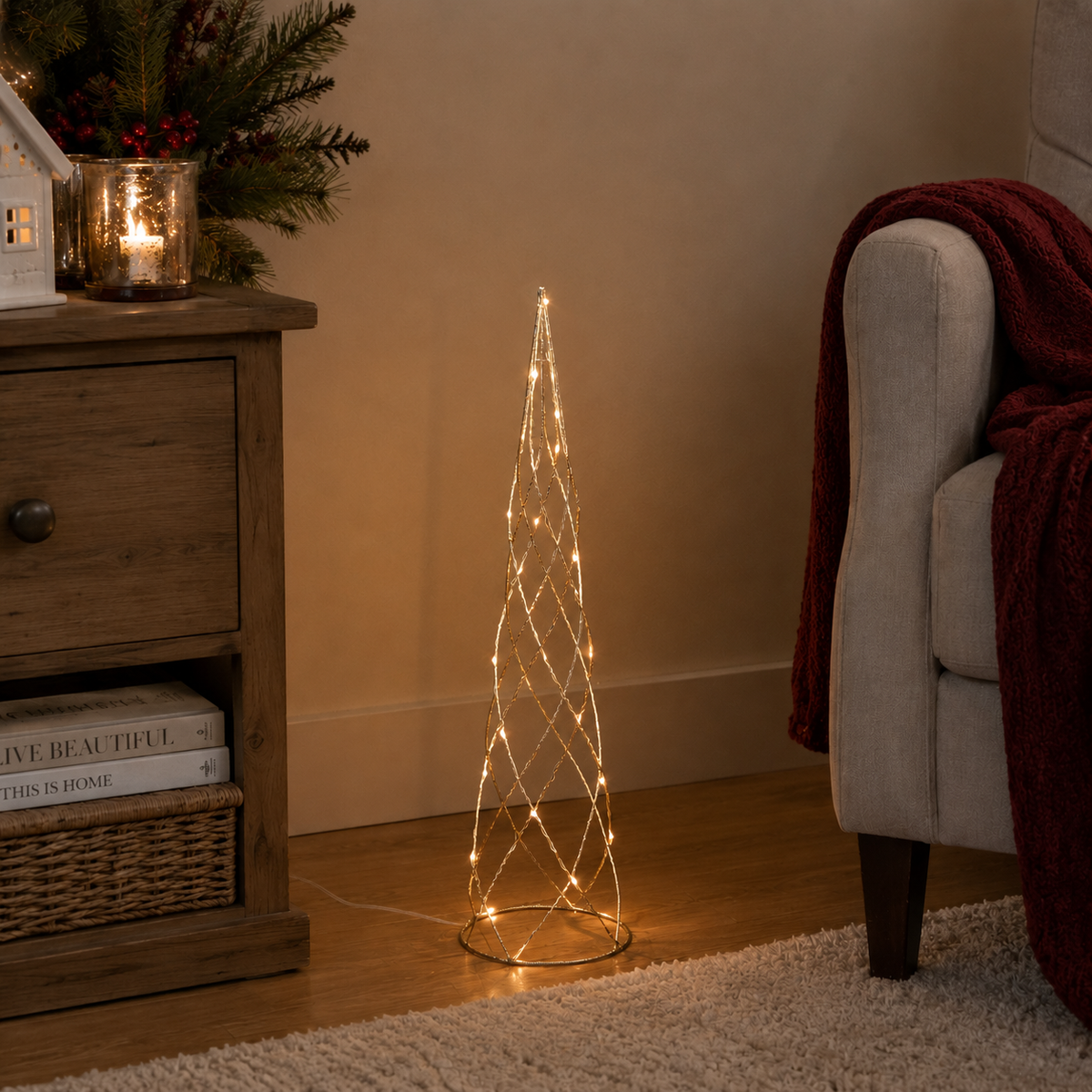 LED Champagne Cone Decoration Battery Operated with Timer 80cm