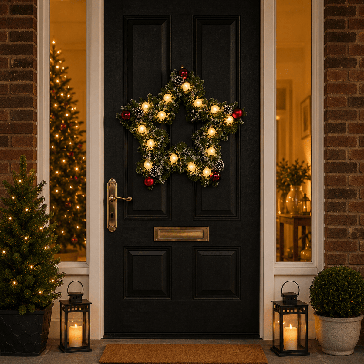 Kaprun LED Star Wreath Battery Operated with Timer 60cm - XMAS WREATHS - Beattys of Loughrea