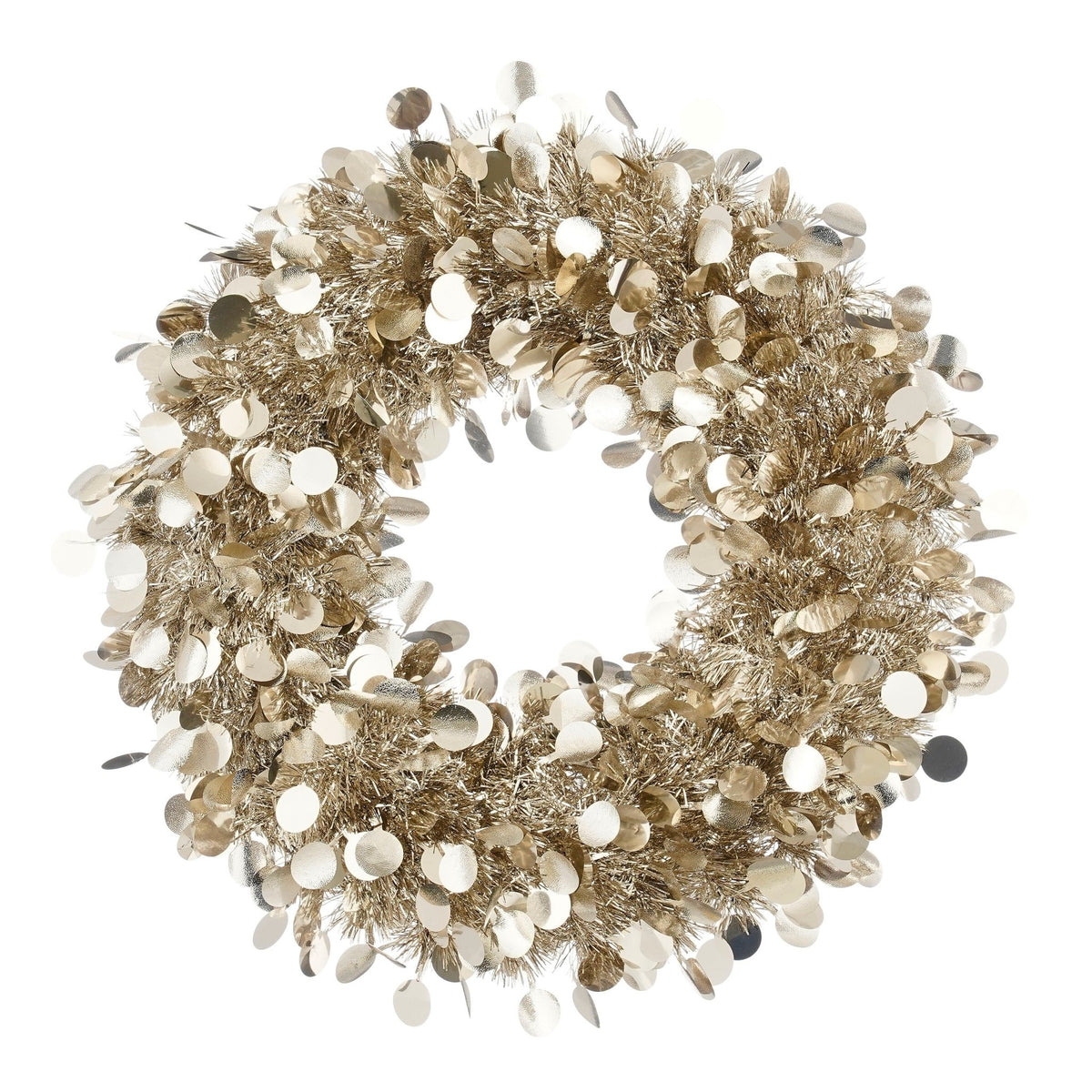 Confetti Tinsel Wreath Champagne 46cm - XMAS WREATHS - Beattys of Loughrea