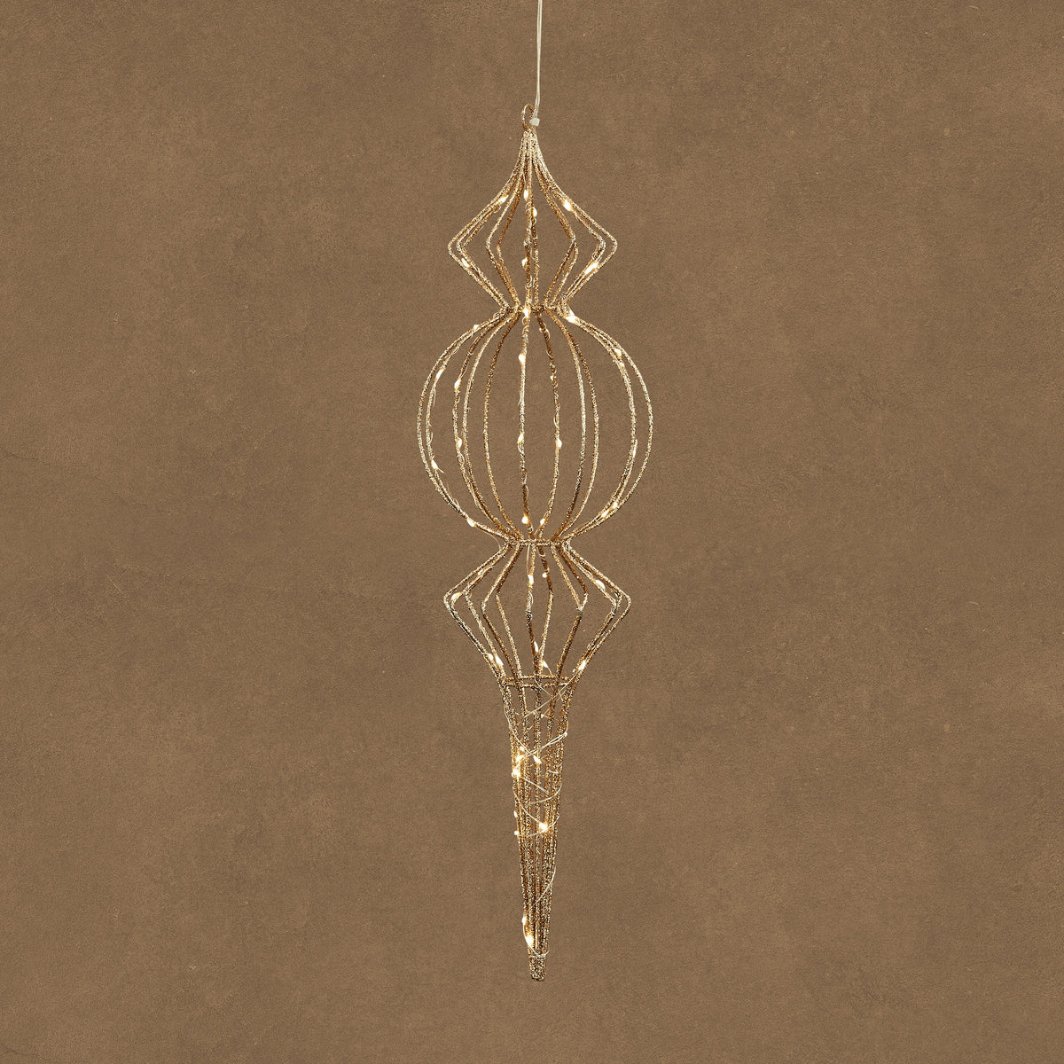 LED Champagne Hanging Finial Battery Operated with Timer 60cm