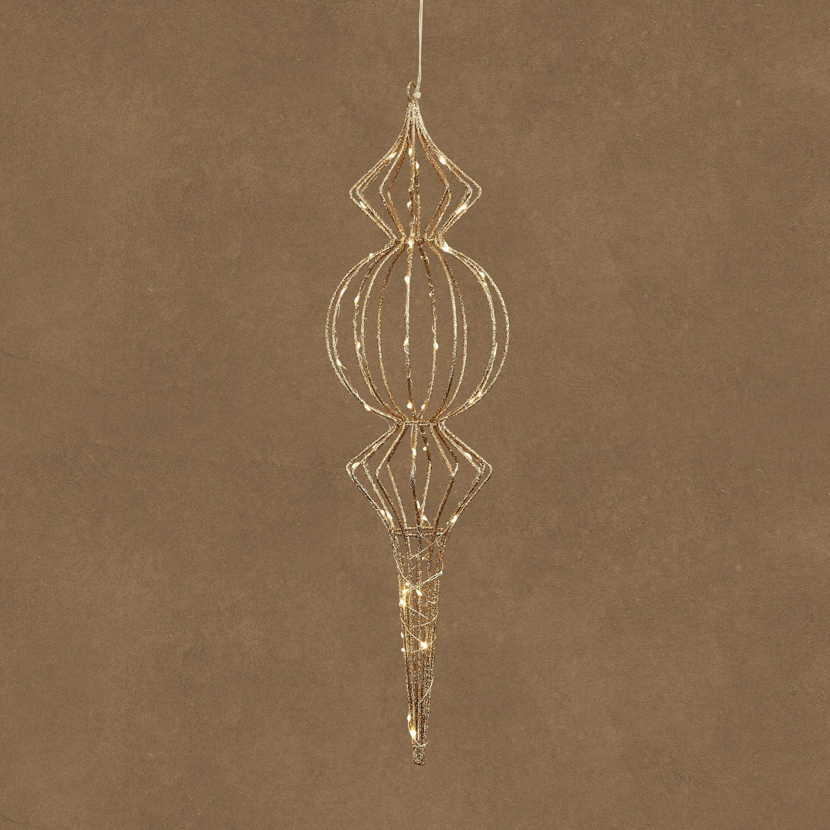 LED Champagne Hanging Finial Battery Operated with Timer 60cm - XMAS ROOM DECORATION - LIGHT UP - Beattys of Loughrea