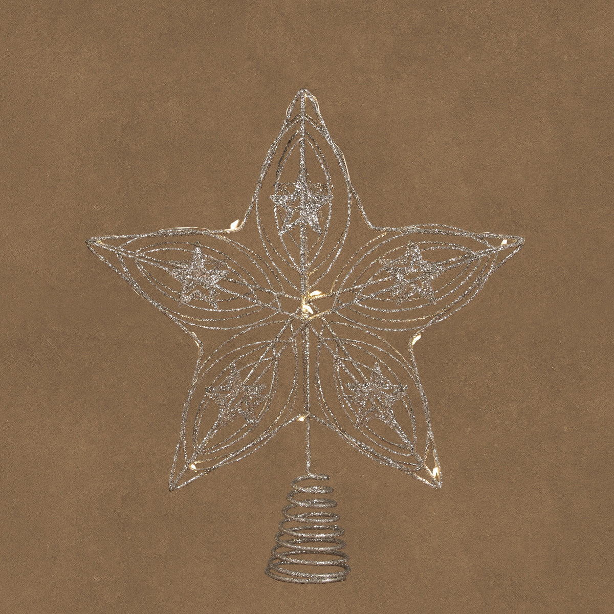 LED Silver Tree Top Star Battery Operated with Timer 30cm
