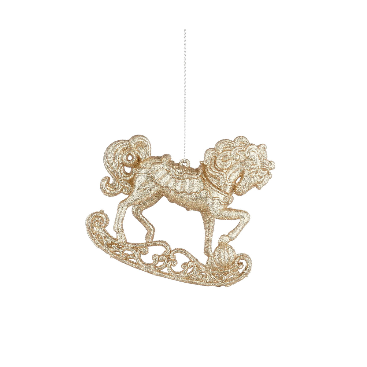 Glitter Rocking Horse Hanging Christmas Decoration 9cm