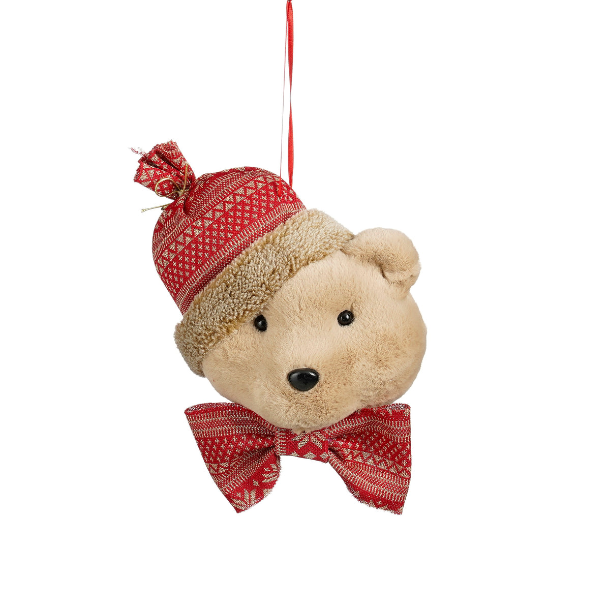 Plush Teddy Bear Head Hanging Christmas Decoration 20cm