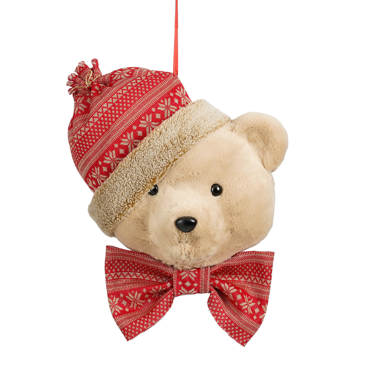 Plush Teddy Bear Head Hanging Christmas Decoration 30cm