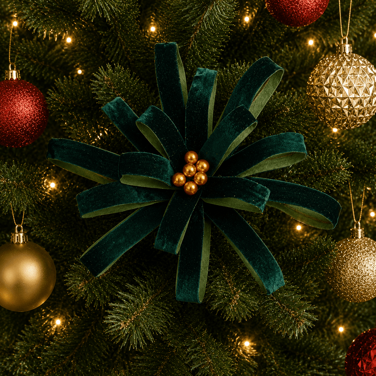 Large Emerald Green Velvet Poinsettia Stem 27cm - XMAS HANGING DECOS - Beattys of Loughrea