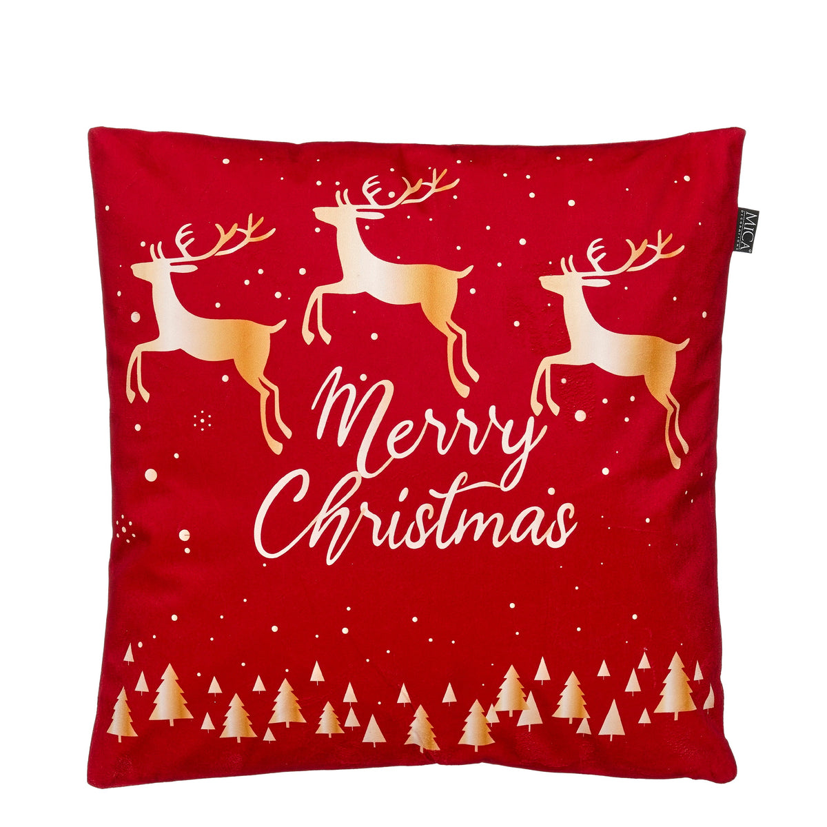 Merry Christmas Reindeer Cushion Red 45 x 45cm