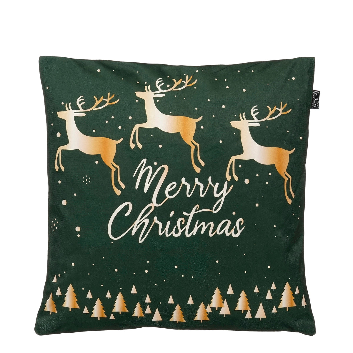 Merry Christmas Reindeer Cushion Green 45 x 45cm