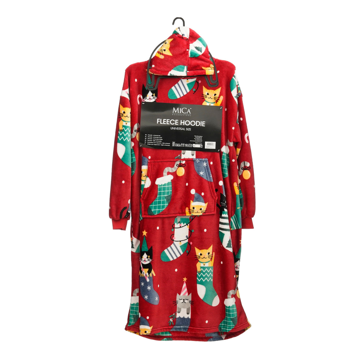 Oversized Christmas Hoodie Cats One Size