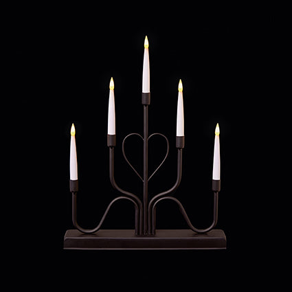 Premier Battery Operated Black Metal Heart Candle Bridge 32cm