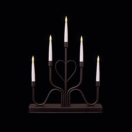 Premier Battery Operated Black Metal Heart Candle Bridge 32cm - XMAS CANDLE ARCHES LOGS - Beattys of Loughrea