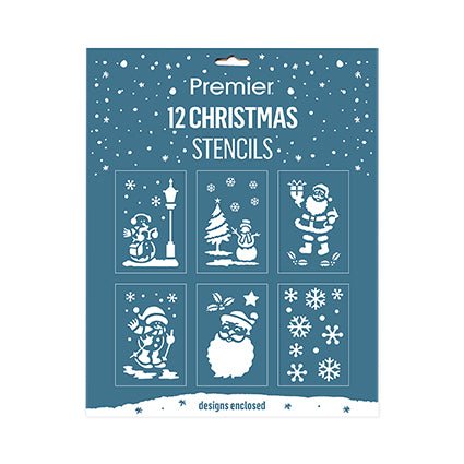 Premier Christmas Stencil Set – 12 Piece with 6 Designs - XMAS ACCESSORIES - Beattys of Loughrea