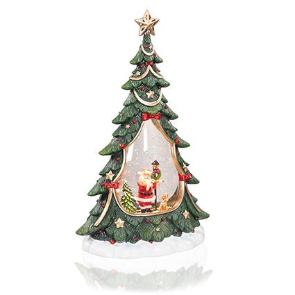 Premier Lit Musical Santa Scene Tree Water Spinner 33cm - XMAS ROOM DECORATION - LIGHT UP - Beattys of Loughrea