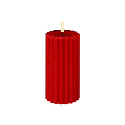 Premier Battery Operated Cranberry Fluted LED Wax Candle 15cm