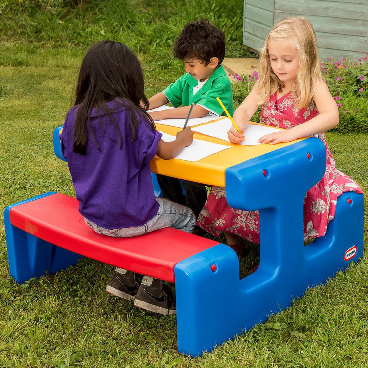 Little Tikes Large Picnic Table - Primary Colours - SWINGS/SLIDE OUTDOOR GAMES - Beattys of Loughrea