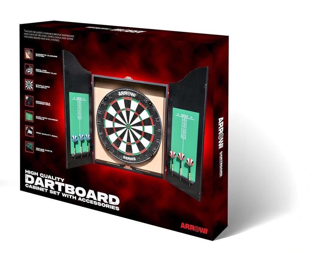 Arrow180 Bristle Dartboard Cabinet Set - RAQUETS/BALLS/GOLF/DARTS - Beattys of Loughrea