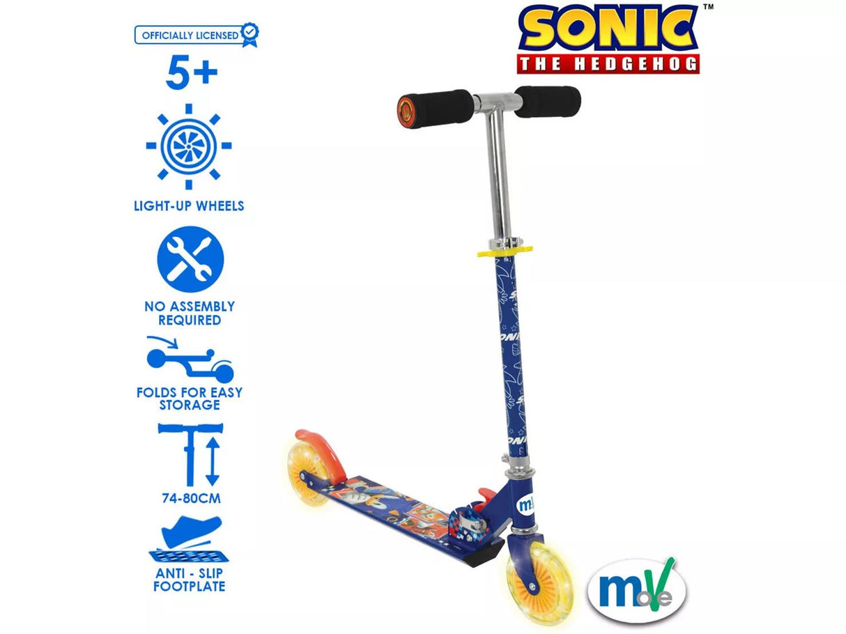 Sonic Folding Inline Scooter with Light up Wheels - GO KART/SCOOTER/ROCKING HORSE - Beattys of Loughrea