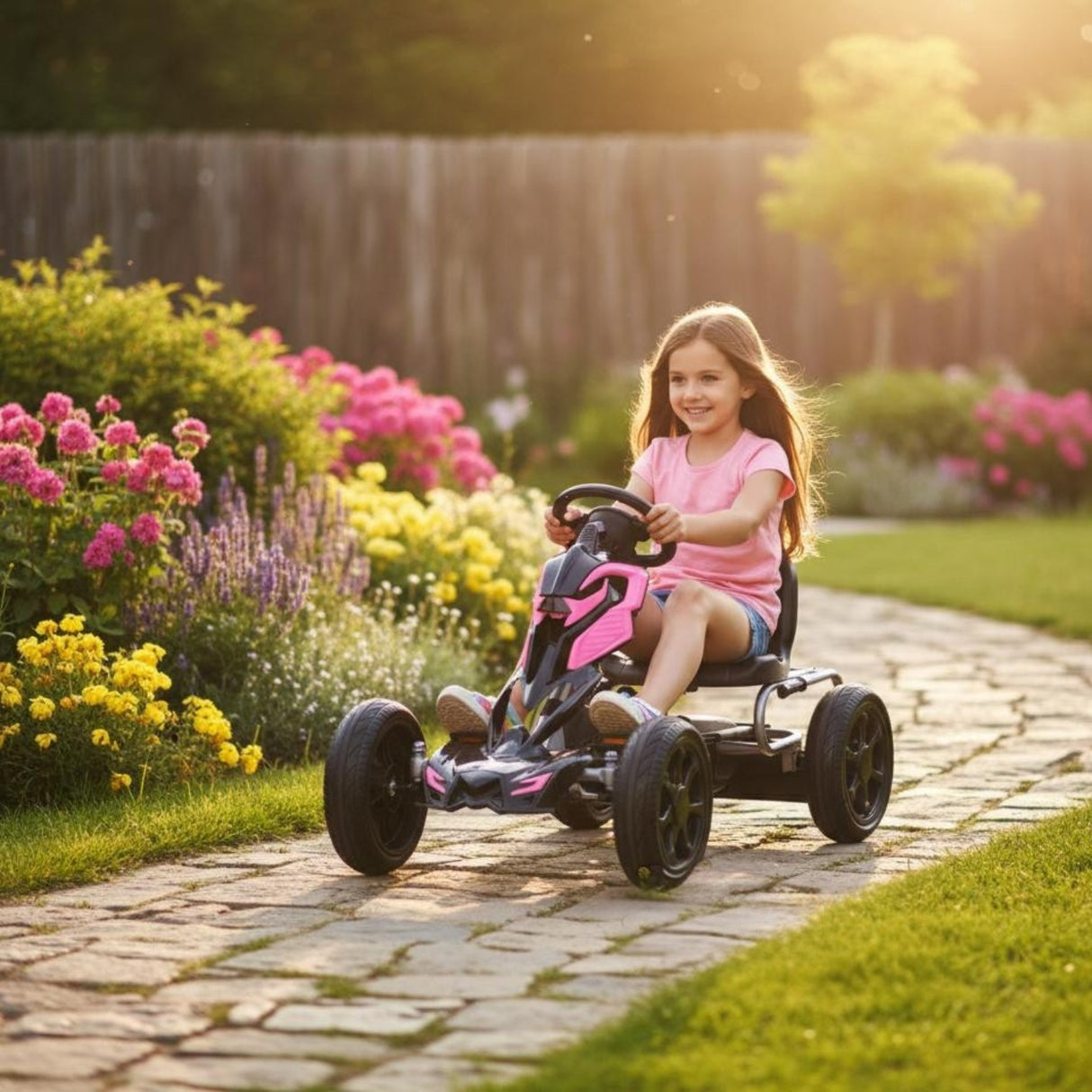 Thunder Eva Rubber Wheel Go Kart Pink