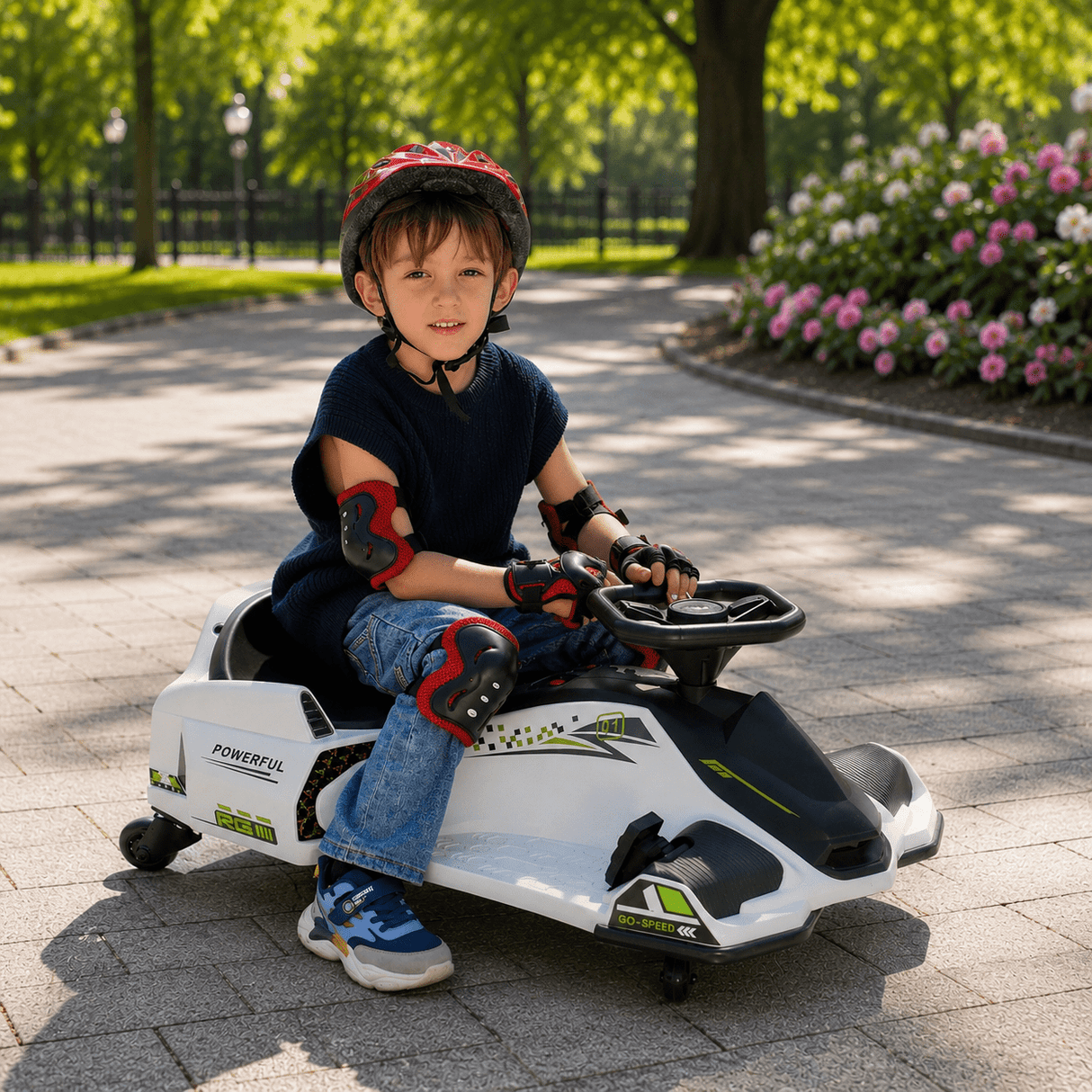 Drift Rider 360 24V Electric Go Kart White With EVA Rubber Wheels - BATTERY OPERATED RIDE ONS - Beattys of Loughrea
