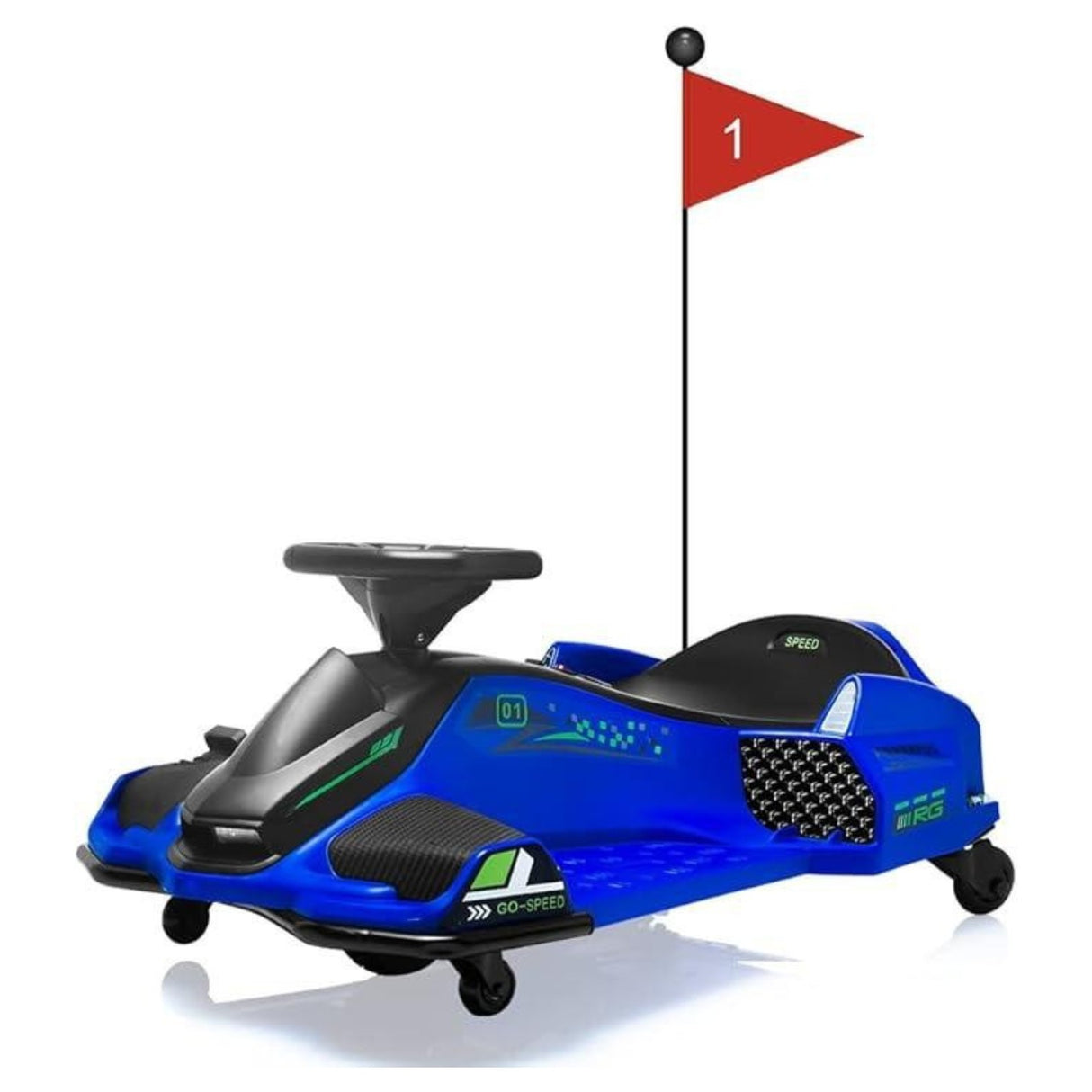 Drift Rider 360 24V Electric Go Kart Blue With EVA Rubber Wheels