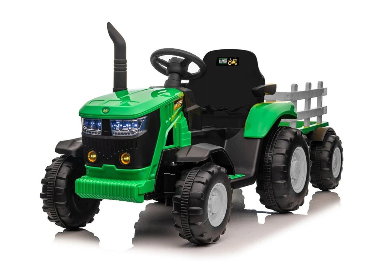 Turbo Harvest 12V Electric Ride On Tractor with Trailer Green - BATTERY OPERATED RIDE ONS - Beattys of Loughrea