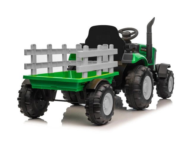 Turbo Harvest 12V Electric Ride On Tractor with Trailer Green - BATTERY OPERATED RIDE ONS - Beattys of Loughrea