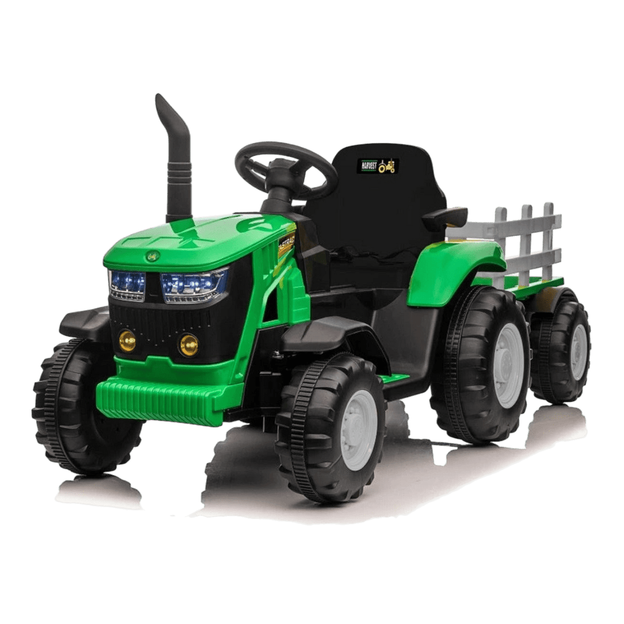 Turbo Harvest 12V Electric Ride On Tractor with Trailer Green - BATTERY OPERATED RIDE ONS - Beattys of Loughrea