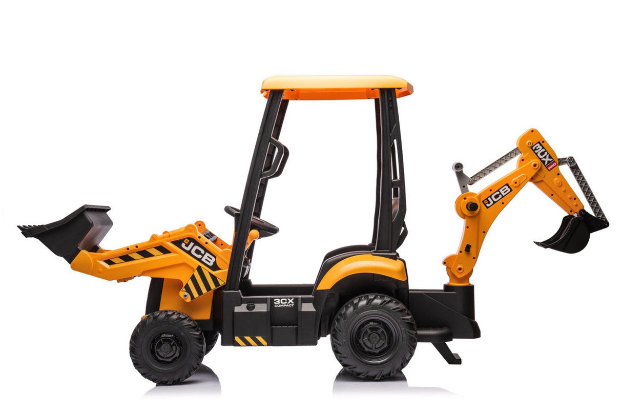 JCB Yellow 12V Electric Ride On Tractor with Loader and Backhoe - BATTERY OPERATED RIDE ONS - Beattys of Loughrea