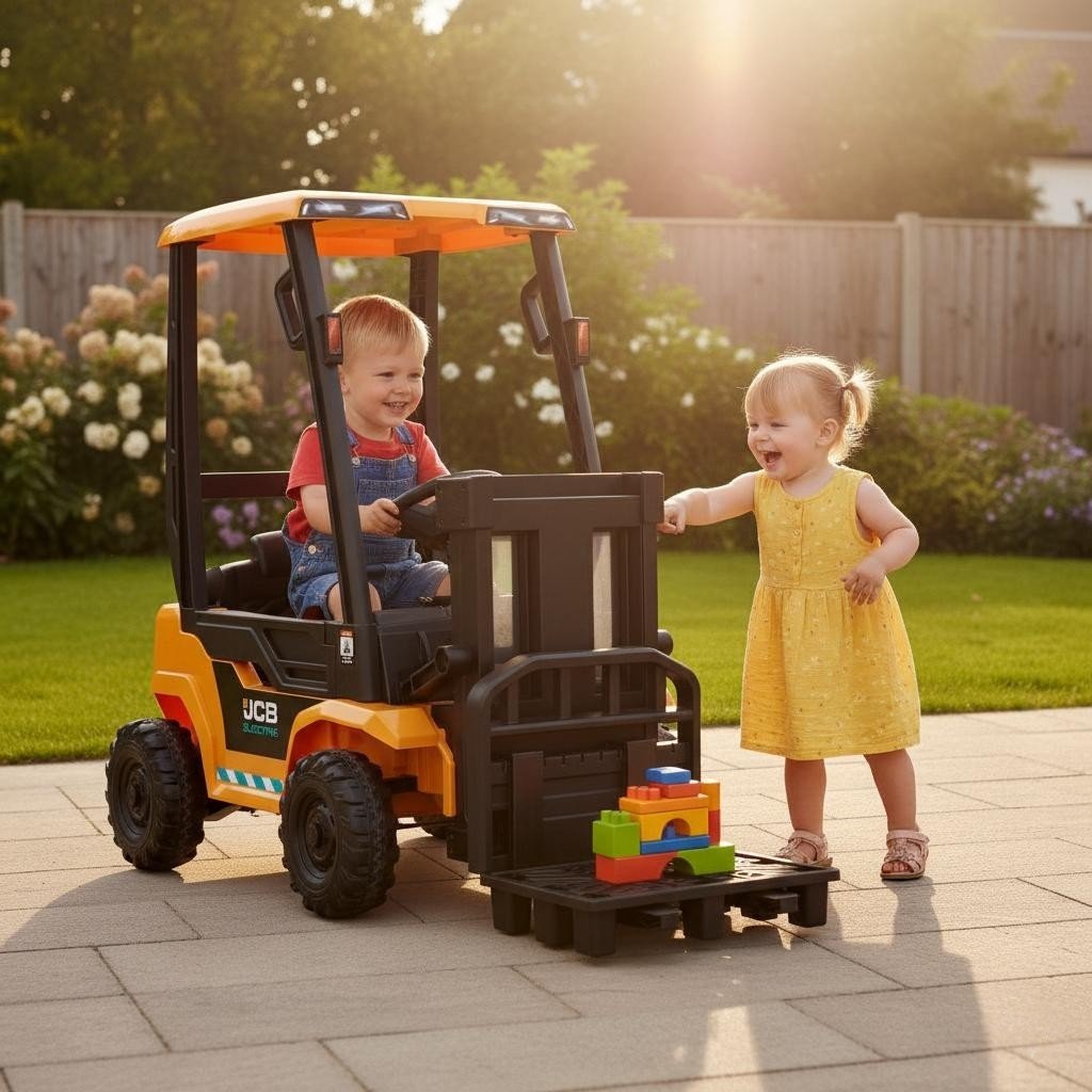JCB Forklift 12V Electric Ride On Tractor Yellow - BATTERY OPERATED RIDE ONS - Beattys of Loughrea