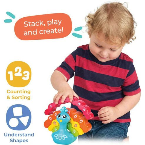 Play Tots Rainbow Peacock Stacker - BABY TOYS - Beattys of Loughrea