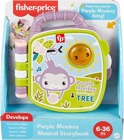 Fisher - Price Baby Purple Monkey Musical Storybook - SOFT TOYS - Beattys of Loughrea