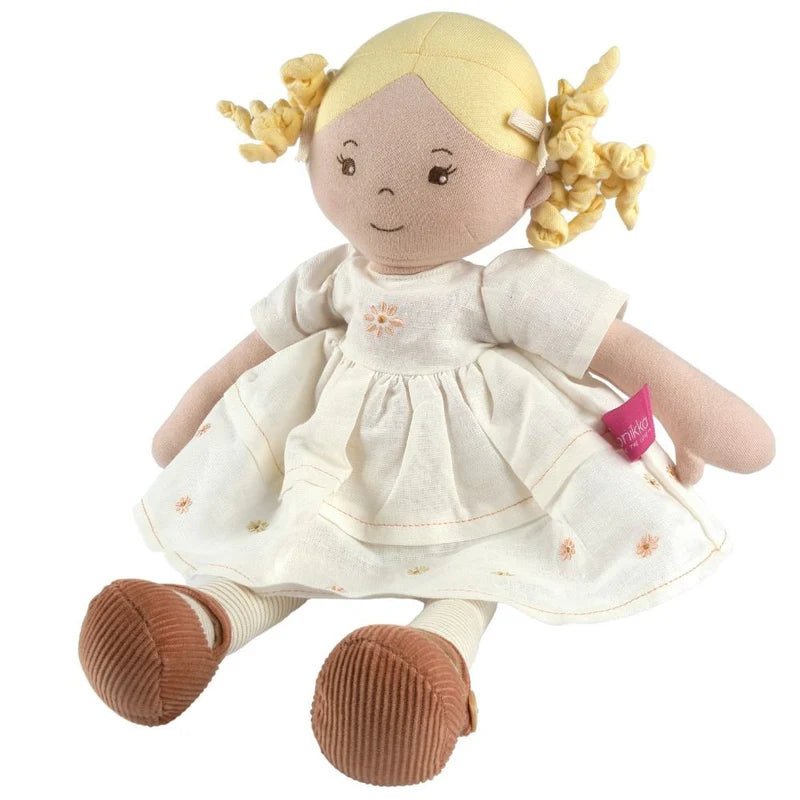 Priscy Blonde Hair Doll in White Linen Dress - SOFT TOYS - Beattys of Loughrea