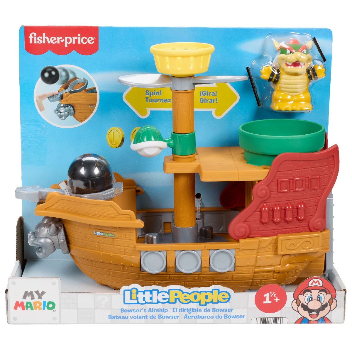 Fisher-Price Little People Super Mario Bowser's Airship & Figure Set - BABY TOYS - Beattys of Loughrea