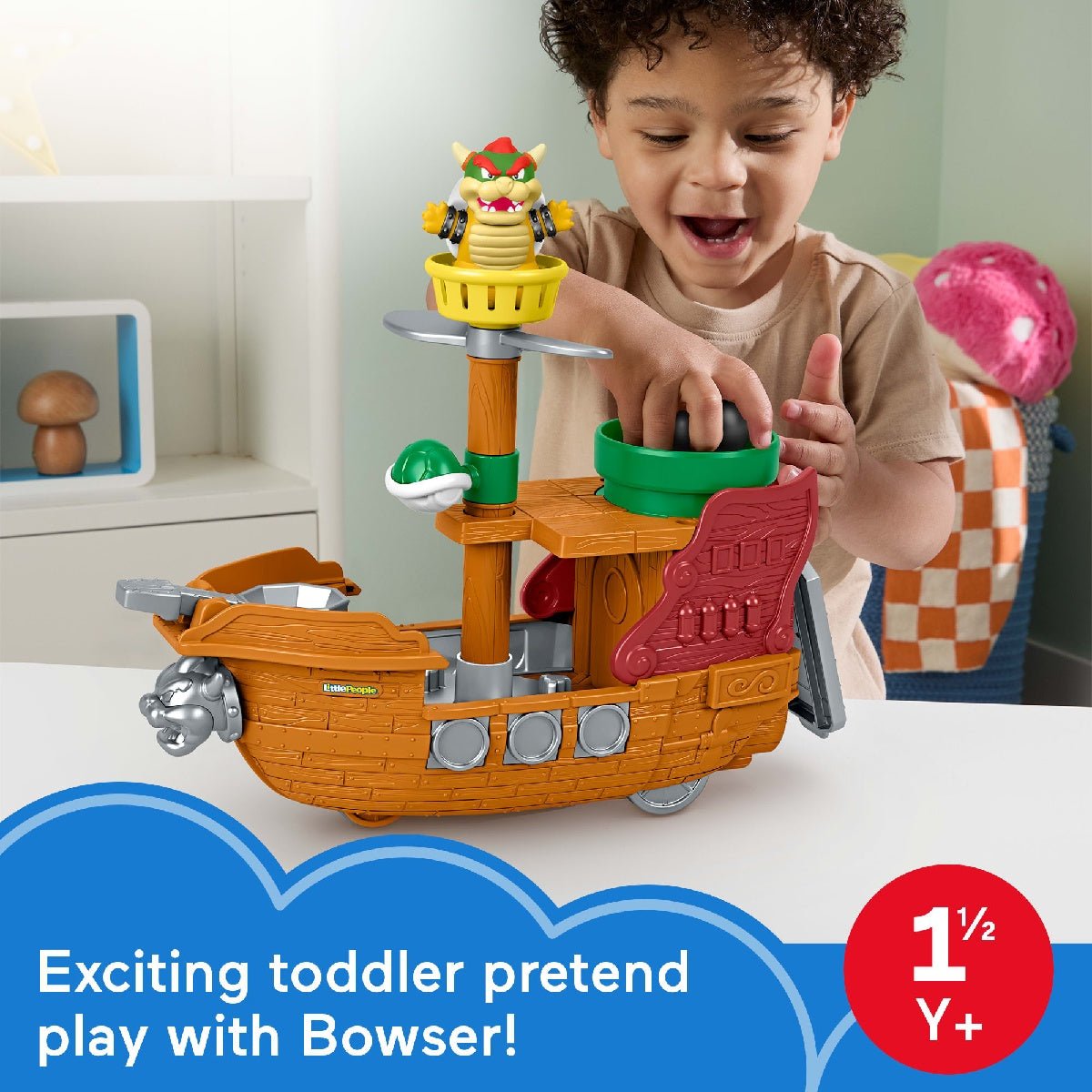 Fisher-Price Little People Super Mario Bowser's Airship & Figure Set - BABY TOYS - Beattys of Loughrea