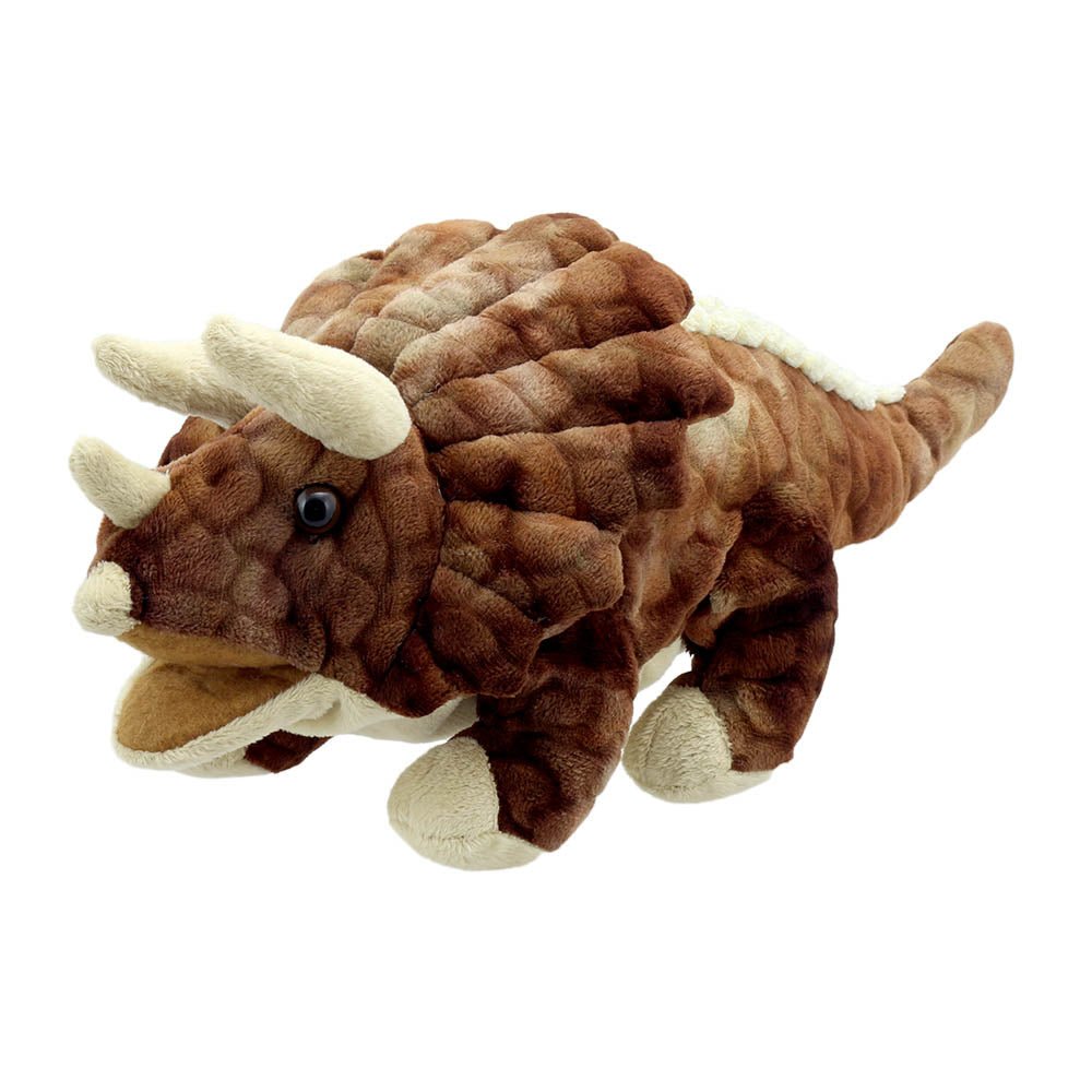 The Puppet Company Baby Dino Triceratops Hand Puppet - SOFT TOYS - Beattys of Loughrea
