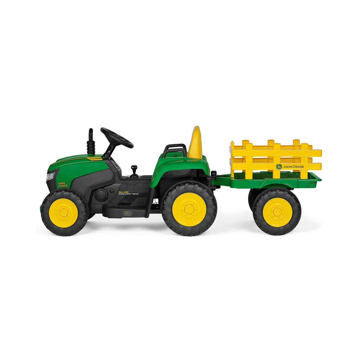 Peg Perego John Deere Farm Power 12V Electric Tractor With Trailer - BATTERY OPERATED RIDE ONS - Beattys of Loughrea