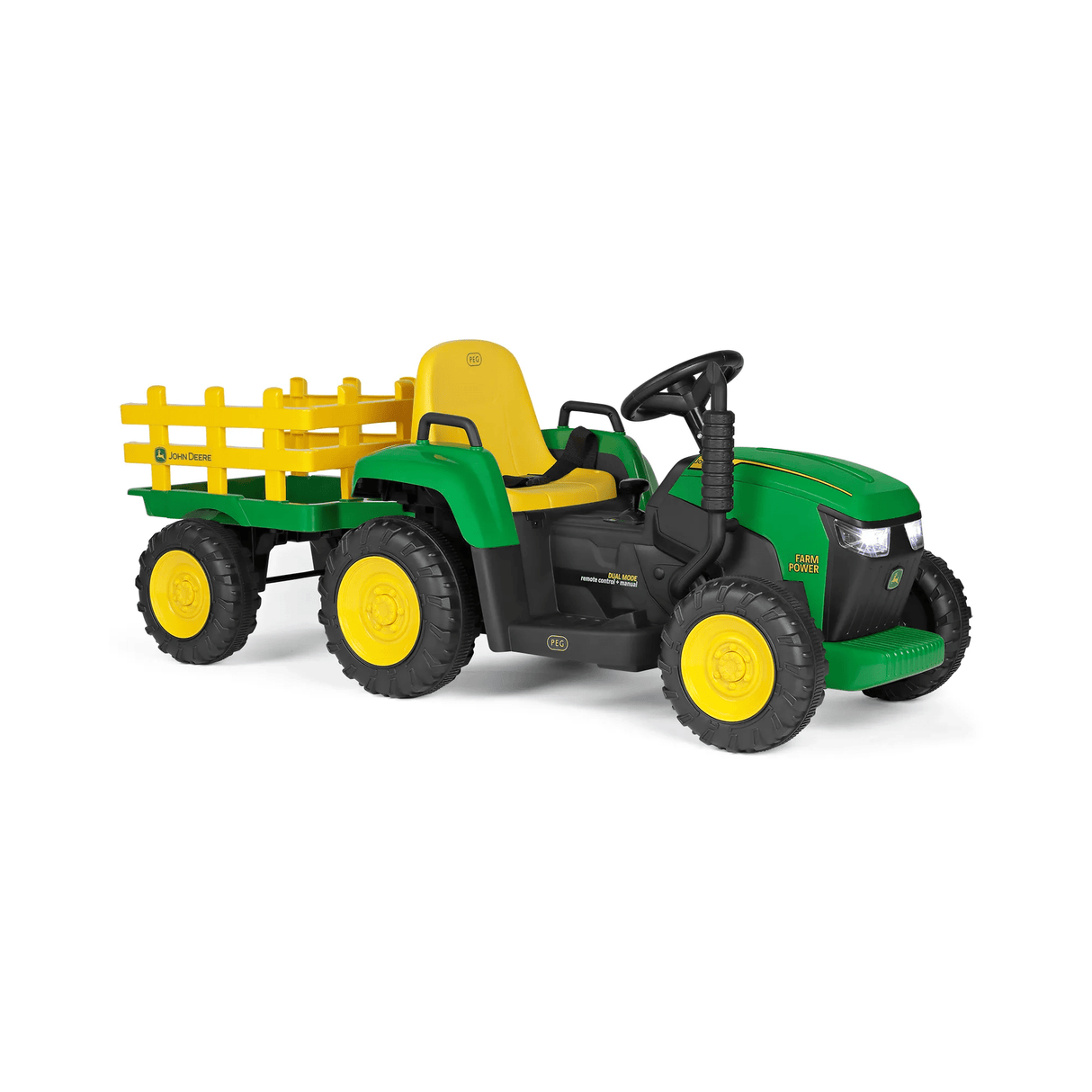 Peg Perego John Deere Farm Power 12V Electric Tractor With Trailer - BATTERY OPERATED RIDE ONS - Beattys of Loughrea