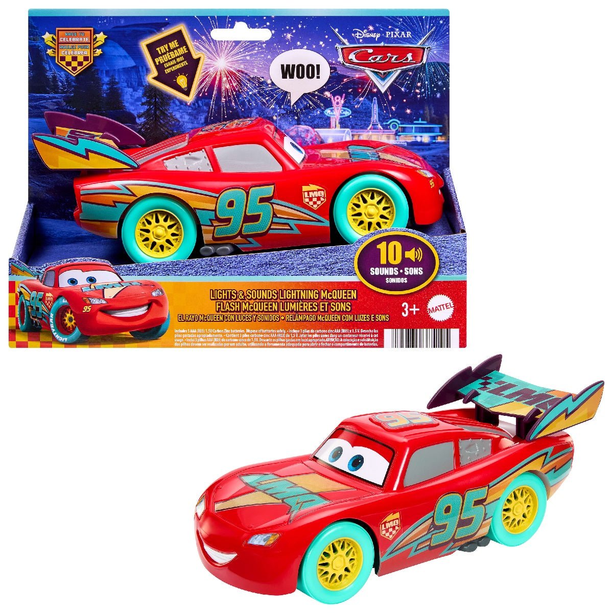 Disney and Pixar Cars Race to Celebrate Lights & Sounds Lightning McQueen - CARS/GARAGE/TRAINS - Beattys of Loughrea