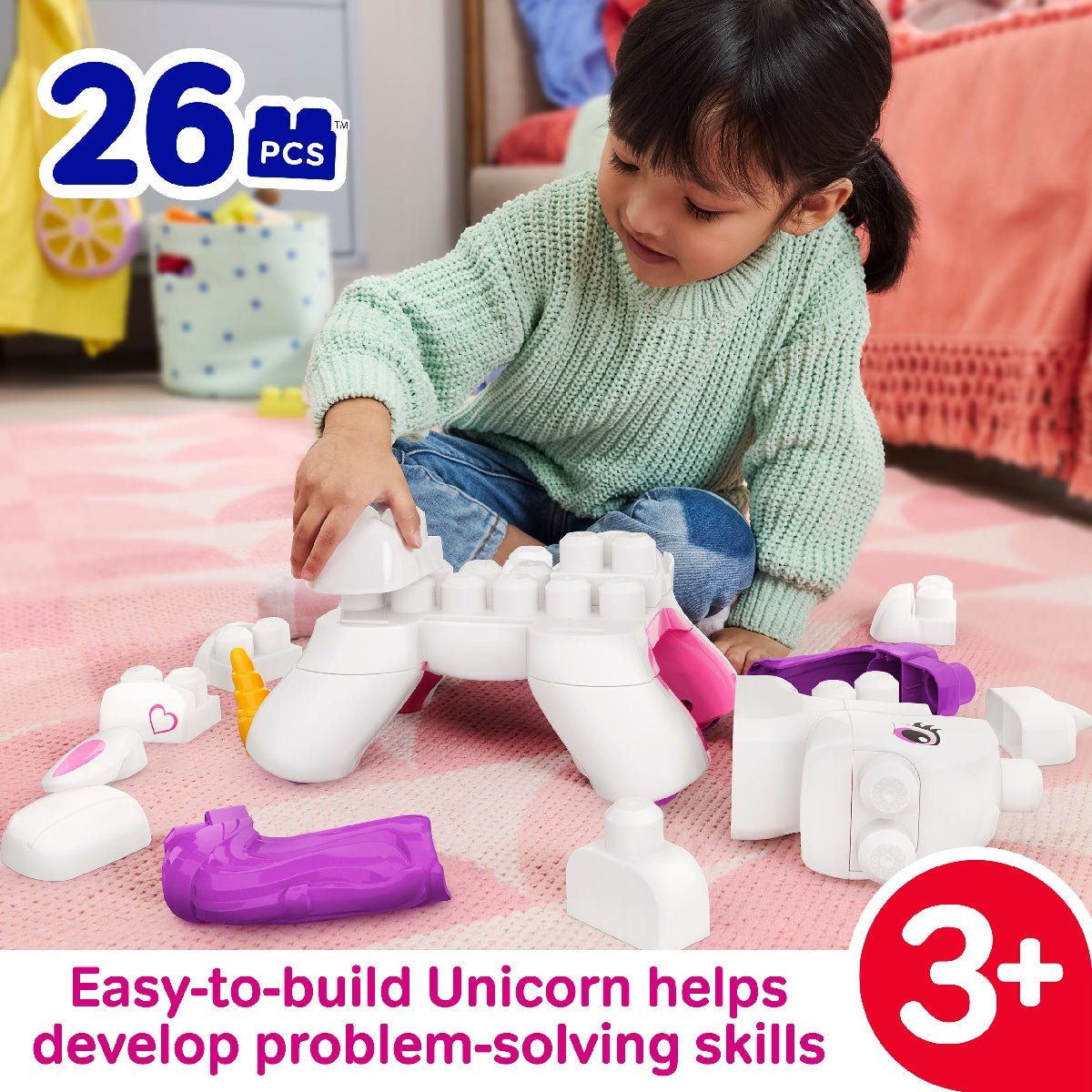 MEGA BLOKS Build & Enchant Unicorn (26 Pieces) - CONSTRUCTION - LEGO/KNEX ETC - Beattys of Loughrea