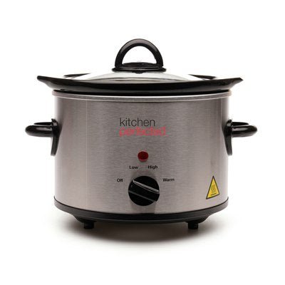 Kitchen Perfected 1.5L Round Slow Cooker - Stainless Steel - FOOD STEAMER RICE COOKER SLOW COOKER - Beattys of Loughrea