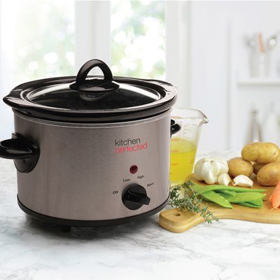 Kitchen Perfected 1.5L Round Slow Cooker - Stainless Steel - FOOD STEAMER RICE COOKER SLOW COOKER - Beattys of Loughrea