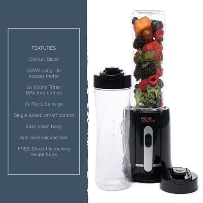 Kitchen Perfected 300W Personal Sports Blender - Black - LIQUIDISERS - Beattys of Loughrea